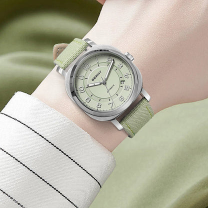 BERNY Mechanical Watch For Women Self-wind Pillow Cushion Sapphire Super Luminous Wristwatch Canvas Calendar Watch For Ladies