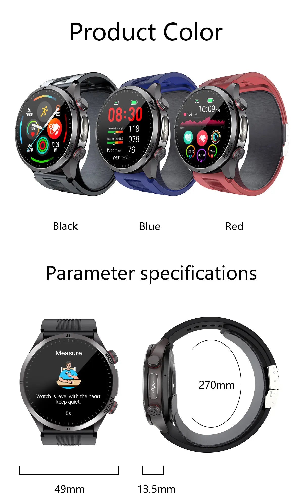2026New Blood Pressure Air Pump Airbag Accurate Measure Smart Watch Men Micro Physical Examination Health ECG Smartwatch NFC BOX