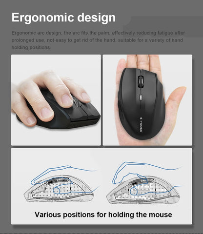 Rato E-YOOSO E-1010 USB 2.4G sem fios para gaming e escritório, 2400 DPI, ótico e ergonómico, para portátil, PC e computador