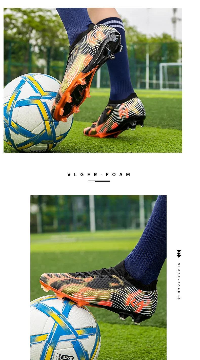 New Men Soccer Shoes Cleats High-quality Football Boots Hot-selling Sneakers Grass Non-Slip Boys Match Outdoor High-top Light