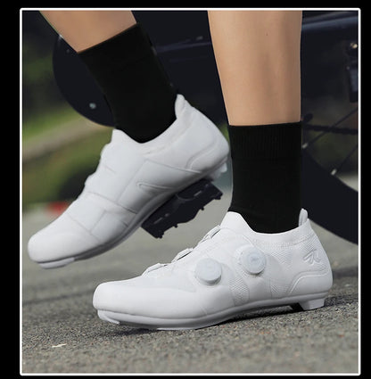 Cycling shoes road bike unisex, HsYixin breathable SPD self-locking non-slip racing road bike shoes flat MTB bicycle sneakers