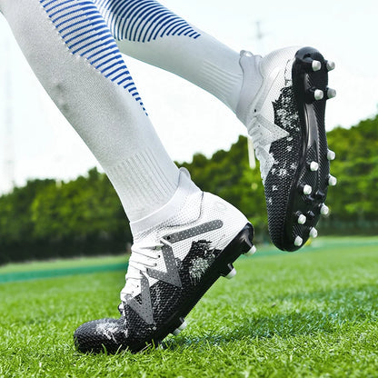 AG/FG Long Studs Soccer Shoes，PU Fabric Mixed Upper，TPU Sole Wear Resistant Anti Slip，Men Women Kids Youth Outdoor Sports