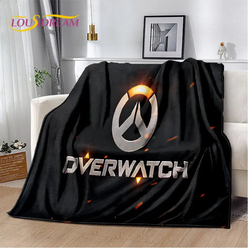 Overwatch Gamer DVA Reaper Manta Macia de Peluche, Manta de Flanela para Sala de Estar, Quarto, Cama, Sofá, Piquenique, Criança, 3D