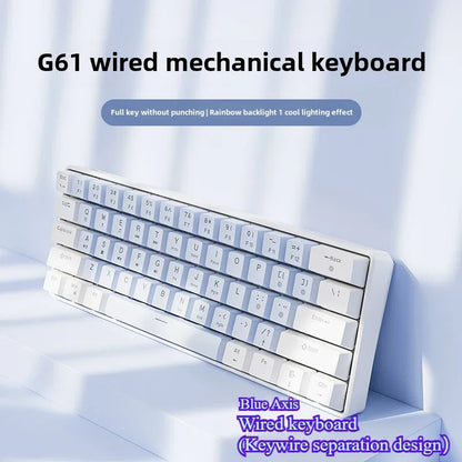 Wired Mechanical Keyboard 60% Gamer Bluetooth Backlit Keyboards for Tablet Mini Ergonomic Key Board White