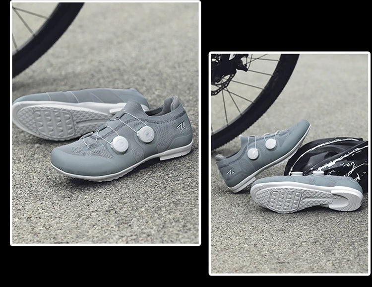 Cycling shoes road bike unisex, HsYixin breathable SPD self-locking non-slip racing road bike shoes flat MTB bicycle sneakers