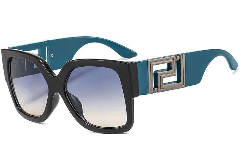 Light Luxury Square Large Frame Sunglasses With Hollow Temples, Personalized Catwalk Sunglasses, Women's Casual Sunglasses UV400