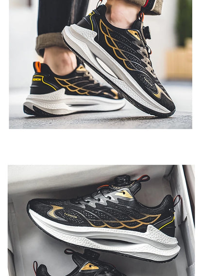 Letnie, oddychające, codzienne buty sportowe dla mężczyzn, nowe, modne i wszechstronne buty do biegania z oddychającą siateczką i obrotową klamrą, odpowiednie do uprawiania sportów na świeżym powietrzu i do codziennego noszenia