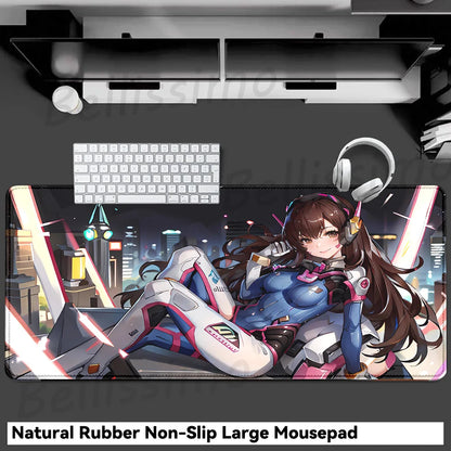 Acessórios Gaming O-Overwatch D-D.va Tapete de Rato Grande para Teclado e Rato, Deskmat XXL Estendido para PC, Tapete Gamer