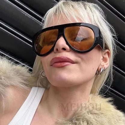 Oversized Pilot Sunglasses Women Fashion 2026 Luxury Big Frame One Piece Gradient Sunglasses Retro Classic Thick Shades