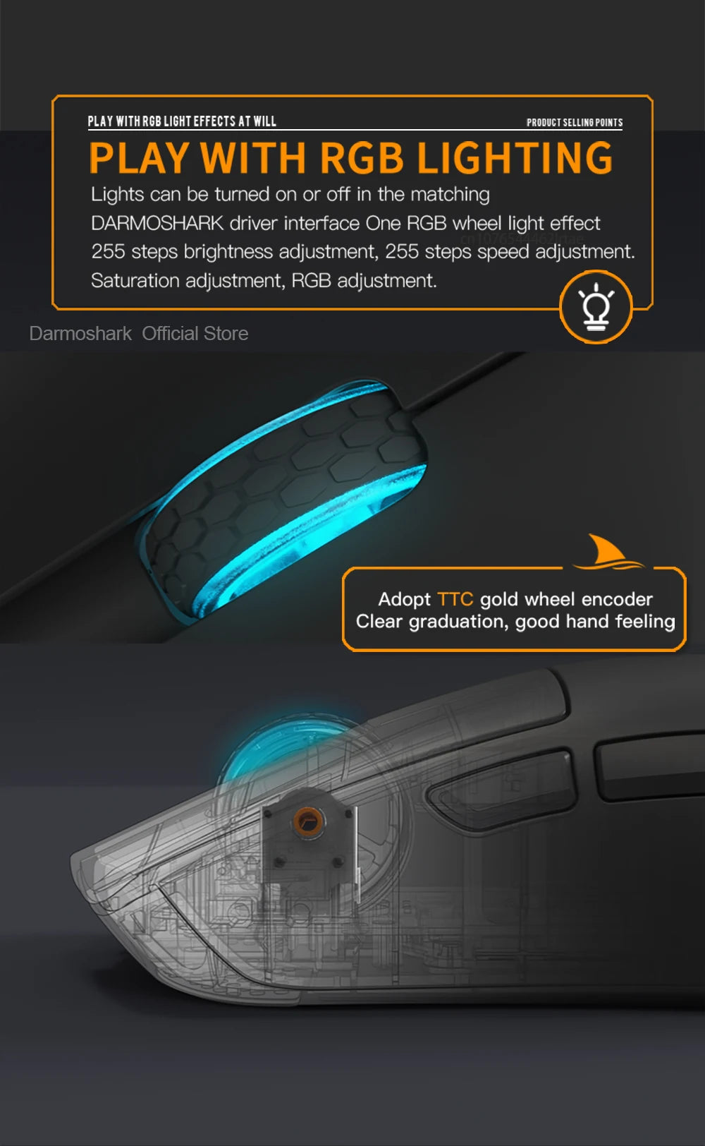 Darmoshark M3Pro Gaming-Maus 2.4G BT kabellos Tri-Mode PAW3395 Sensor N52840 26000DPI für große Hände mit Makro-Treiber – Maus für Gaming