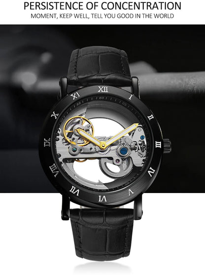 AKDPN Men's Watches Automatic Mechanical Stainless Steel Men's Wrist Watch Skeleton Automatic Watches for Man Watch Montre Homme