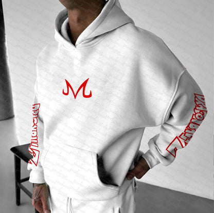 Dragon Ball Z Goku White Hoodie and Pants Set Men Women Anime Character Print Two Piece Outfit with Red Logo and Super Saiyan