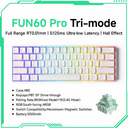 Akko MonsGeek FUN60 mechanische Tastatur mit Magnetschaltern, 60% Gaming-Tastatur, Rapid Trigger 0.01mm, 8K, ARGB, HE/TMR, Custom Keyboard