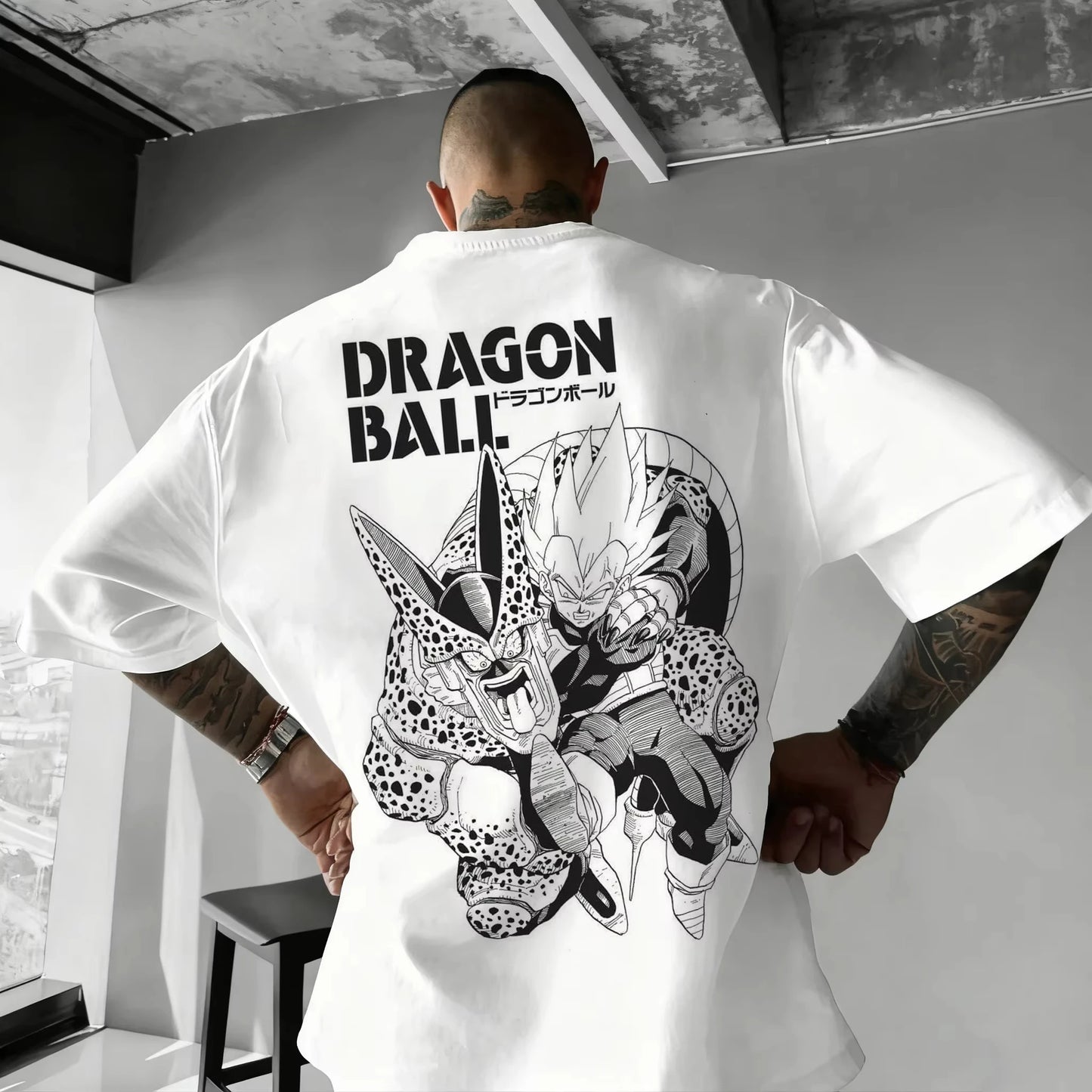 Summer 2026 Dragon Ball oversized T-shirt with power cord, Little Goku, artistic print, neutral casual Y2K