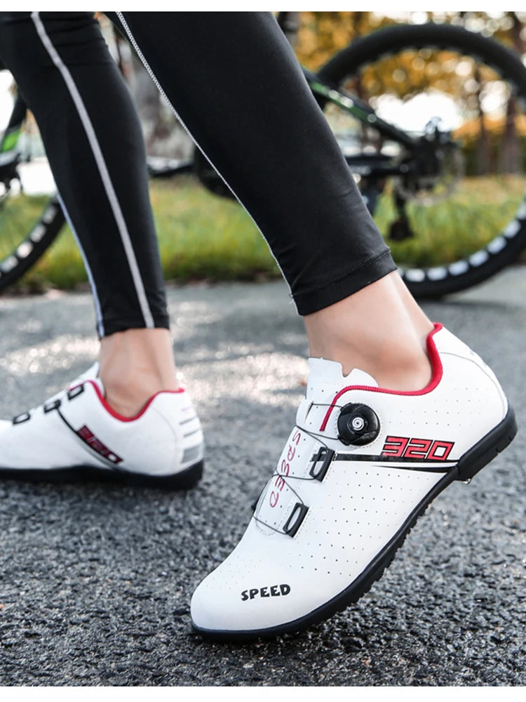 Professional Cycling Shoes Rubber Outsole Knob Buckle Shoes MTB Women Lockless Indoor Cycling Men Cross-Country Cycling Shoes