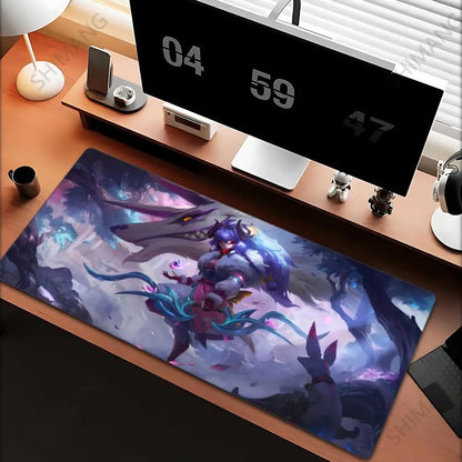 League of Legends Kindred -hiirimatto, suuri pelihiirimatto, tietokone, anime-tyttö, pöytämatto, kannettavan tietokoneen lisävarusteet, pelaaja, XXL-näppäimistömatto