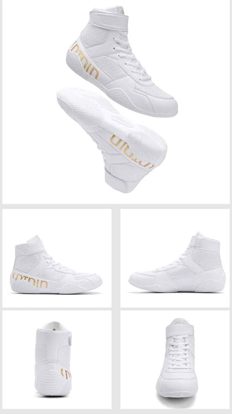 New Men's Large Wrestling Shoes Mesh Breathable Boxing Shoes Anti slip Wear Resistant Sneaker Fashionable Casual High Sport Shoe