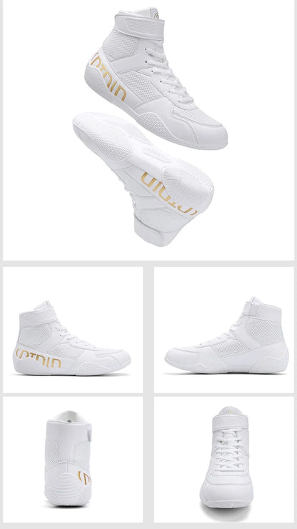 New Men's Large Wrestling Shoes Mesh Breathable Boxing Shoes Anti slip Wear Resistant Sneaker Fashionable Casual High Sport Shoe