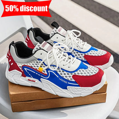 Scarpe sportive da uomo estive in rete, casual e alla moda, con lacci, scarpe da passeggio, nuove, per giovani, comode per gli spostamenti quotidiani, versatili, sneakers