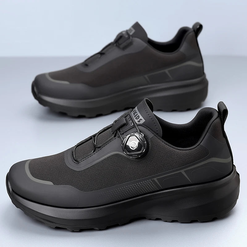 Camping Men's Running Sports Shoes with A Lightweight Comfortable and Versatile Knob Mouth Solid Color Mountaineering Sneakers