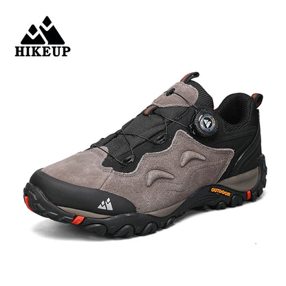 HIKEUP-Leather Shoes for Men, Outdoor Hiking Shoes, Tourist Trekking Sneakers, Mountain Climbing Trail Jogging Shoes, Turnbuckle