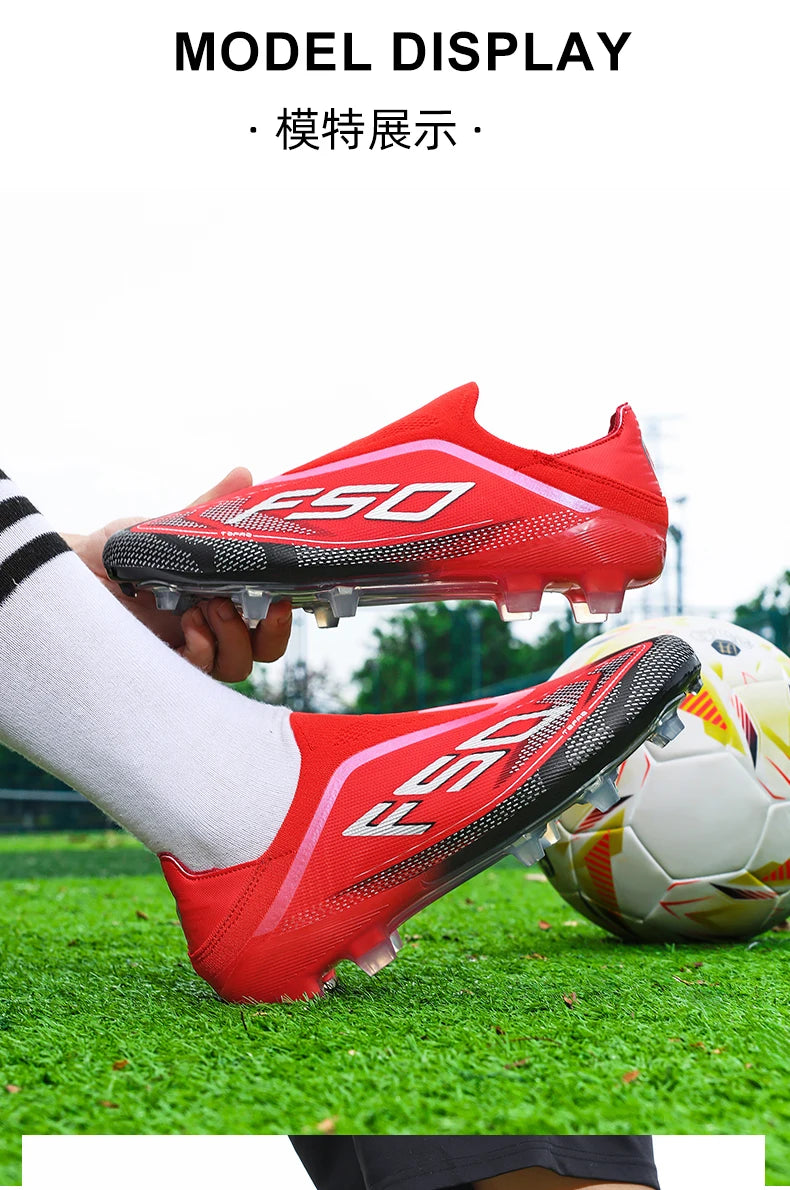 Nuove scarpe da calcio da uomo per futsal e outdoor, sneakers da partita su erba antiscivolo, scarpe da calcio di alta qualità con tacchetti, modello alto leggero best-seller