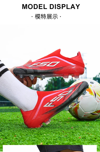 Nuove scarpe da calcio da uomo per futsal e outdoor, sneakers da partita su erba antiscivolo, scarpe da calcio di alta qualità con tacchetti, modello alto leggero best-seller