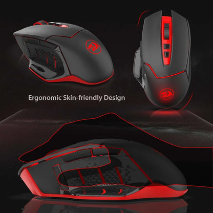 Rato Gaming Sem Fios Redragon M690-1 2.4Ghz com Mudança de DPI, 2 Botões Laterais, 2400 DPI, Design Ergonómico, 8 Botões - Preto