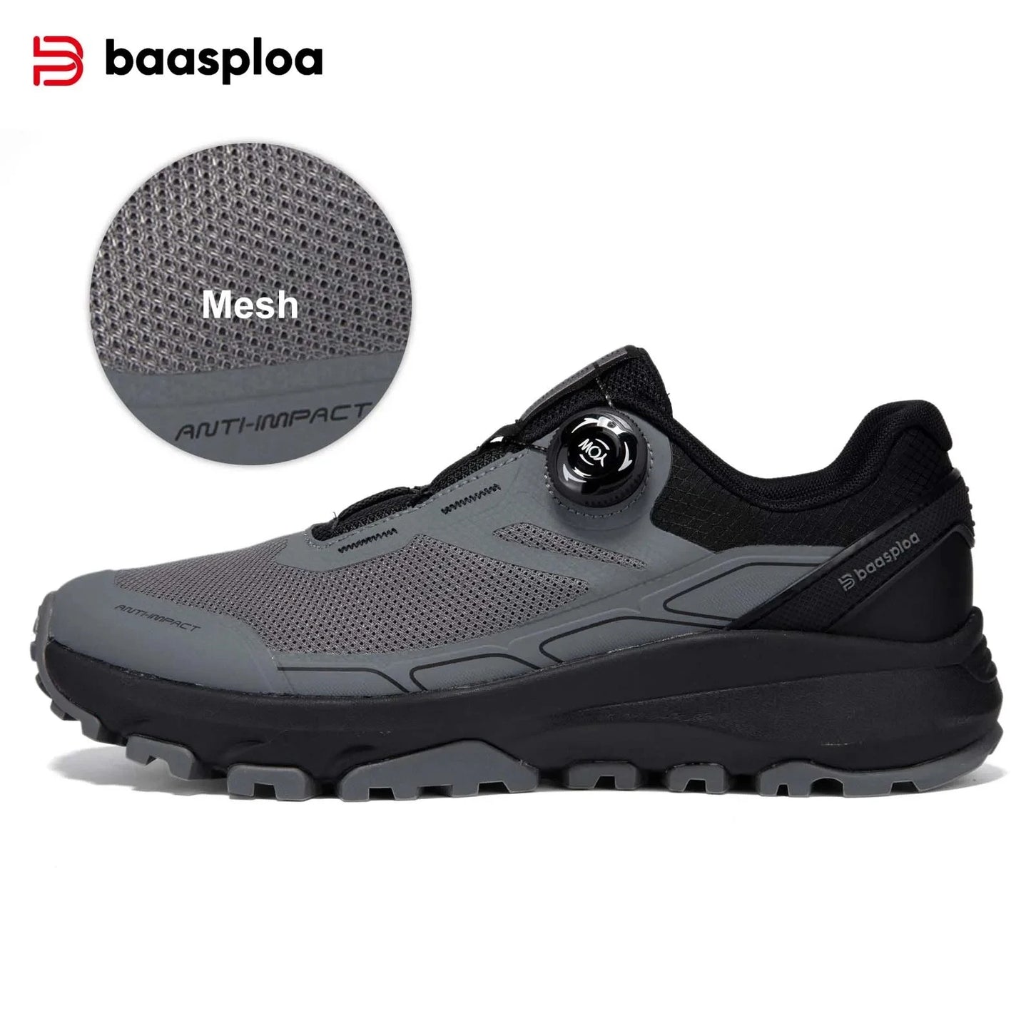 Baasploa Men Hiking Sneakers Brand High Quality Trekking Climbing Shoes Male Rotating Button Luxury Designer Outdoor Sneakers
