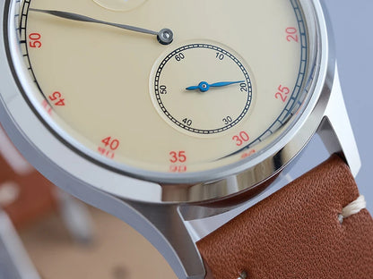 Milifortic Jumping Hour Auto R077 Vintage Small Seconds ST17 Movement Jump Hour Salmon Dial Men Watches