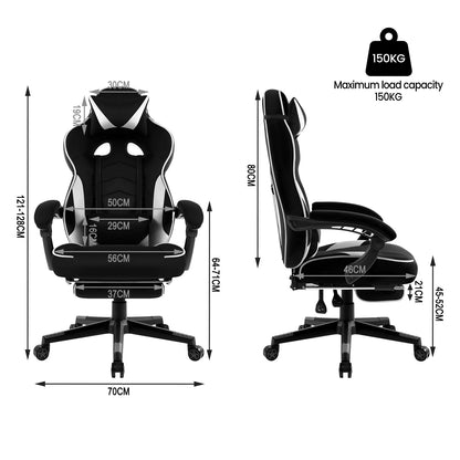 WOLTU Swivel Gaming Racing Chair Desk Office Computer Chair Sports Seat with Headrest Lumbar Cushion Footrest Gamer Chair