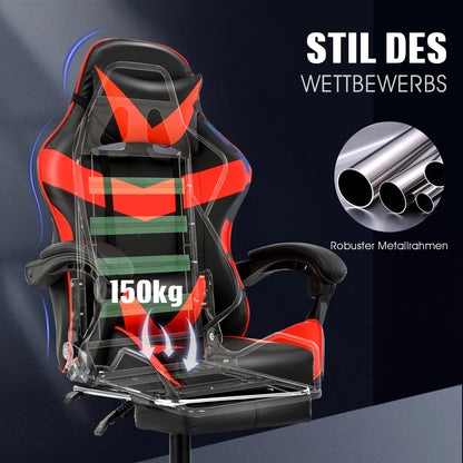 Ergonomic Gaming Chair Racing Chef Armchair Height Adjustable Office Chair Computer Chair with Armrests Headrests Up to 150KG