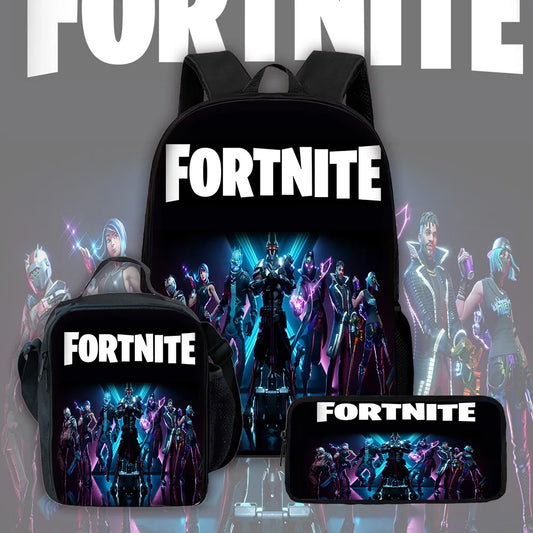 Mochila Escolar Infantil Hot Game com Lancheiras, Design-F-FortniteS, Estojos para Lápis, Mochilas Escolares para Rapazes e Raparigas, Melhor Presente