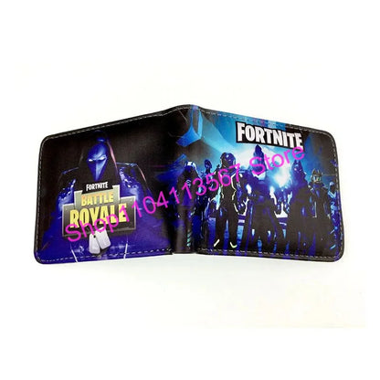 Carteira Fortnite com Figuras de Anime Victory Royale em Couro PU, Porta-Moedas, Clutch de Dinheiro com Alça de Pulso e Porta-Cartões