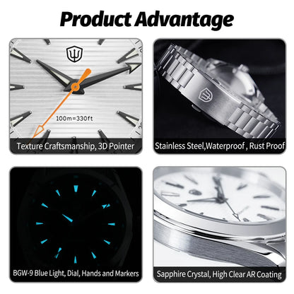 Watchdives WD0006 Watch VH31 Sweep Second Movement Domed Sapphire Crystal BGW9 Luminous 10Bar Waterproof 38mm Vintage Watches