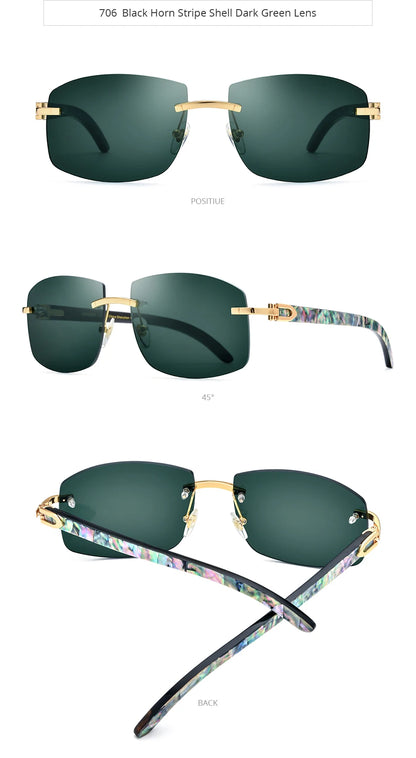 HEPIDEM Buffalo Horn Glasses Men Famous Brand Design Rimless Sunglasses Women Luxury Eyewear Horn-Rim Frameless Buffs Eyeglasses