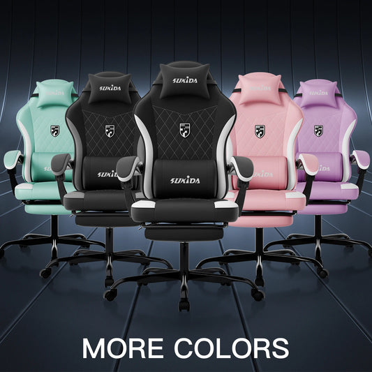 SUKIDA Gaming Chair High Back Ergonomic Computer Chair With Footrest Reclining Adult Comfortable Office Chair 