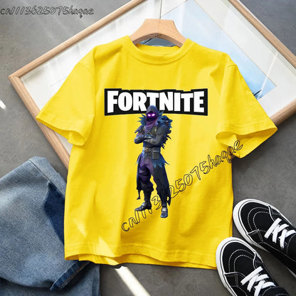 T-shirt infantil de verão Fortnite Bottle Royale — T-shirt de aniversário e festa para menino, manga curta em algodão