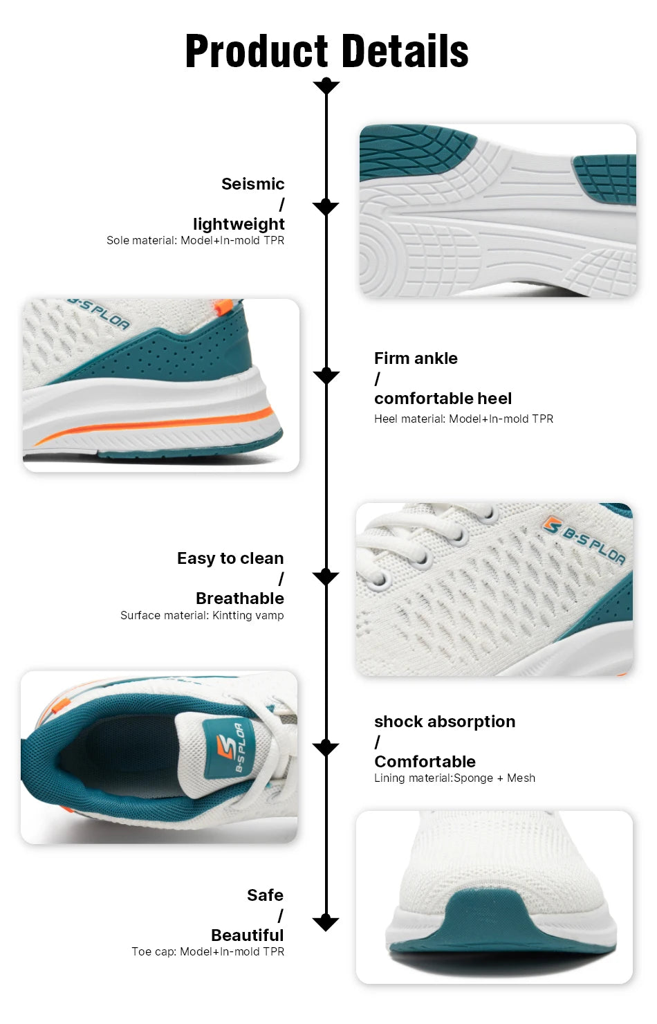 Baasploa Men Running Shoes New Breathable Mesh Sport Sneakers Plus Size 41-48 Male Classic Casual shoes Non-slip Outdoor Comfort