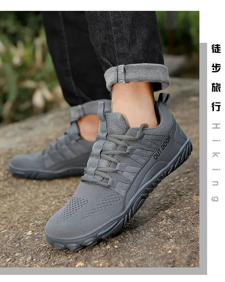 Scarpe da uomo semplici e leggere da trekking sportivo 2025, barefoot a punta larga, multifunzionali casual in mesh traspirante per camminare