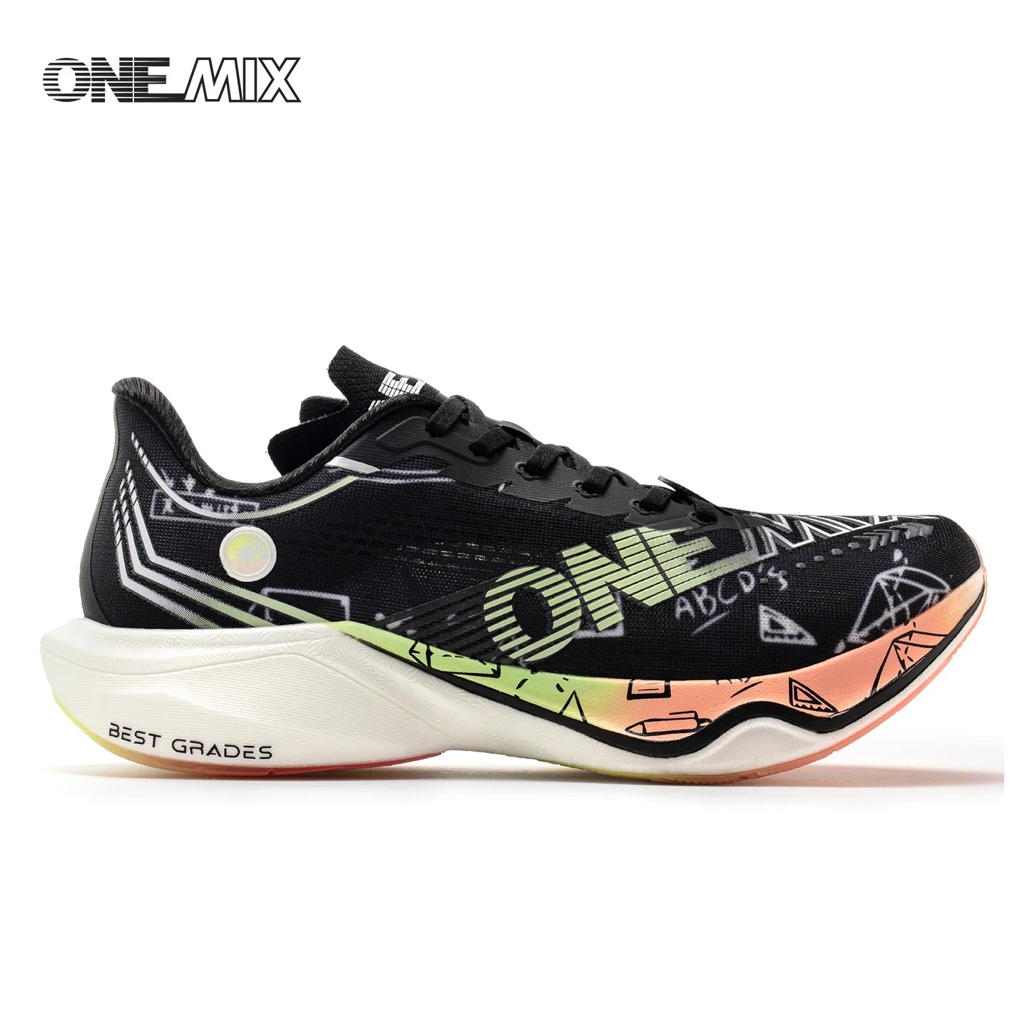 ONEMIX New Nylon Carbon Board Marathon Running Racing Shoes Shock-relief Professional Stable Support Ultra-light Rebound Sneaker