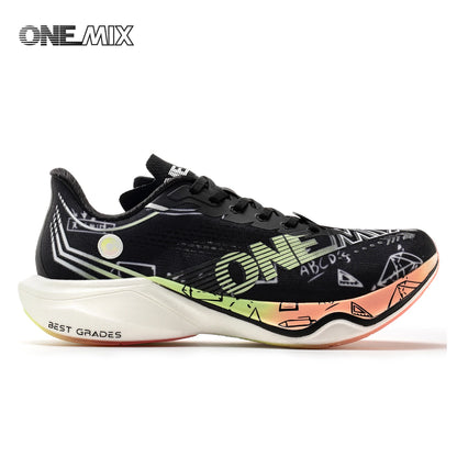 ONEMIX New Nylon Carbon Board Marathon Running Racing Shoes Shock-relief Professional Stable Support Ultra-light Rebound Sneaker