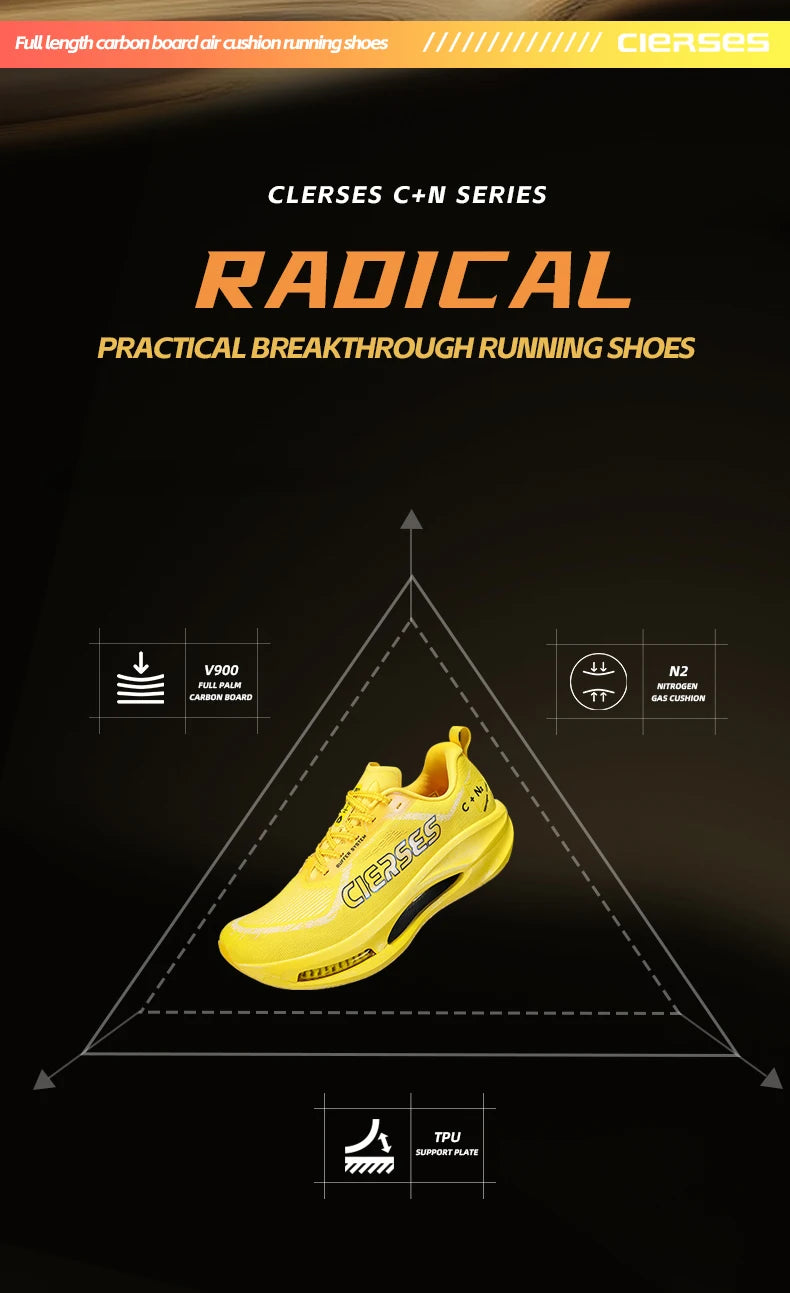 CIERSES Men's Carbon Plate Running Shoes Nitrogen Air Cushion Shock Absorption Stable Training Sports Shoes