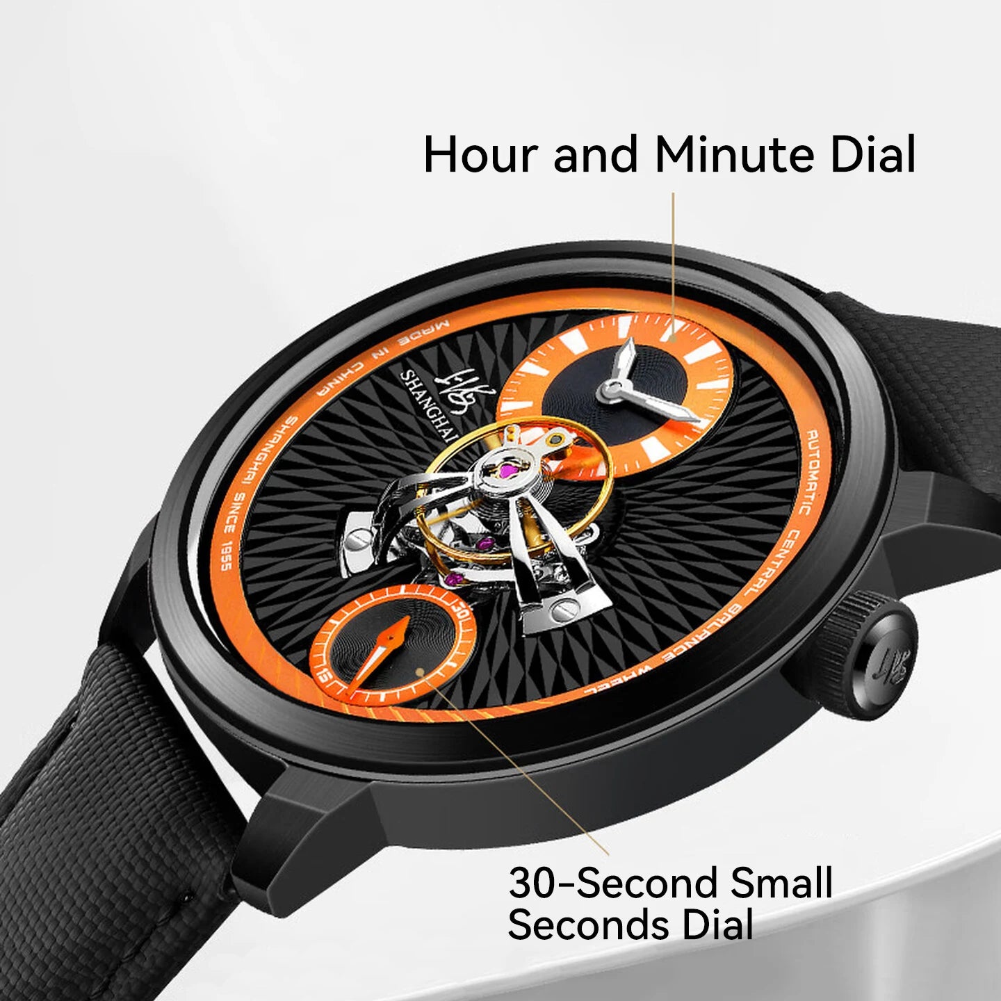Shanghai Watch Sky Dome Center Flywheel Men's Watches Luminous Automatic Mechanical Wristwatch 50M Water-resistance Watches 2101