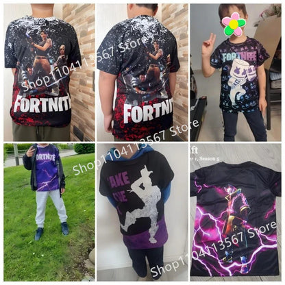 New Fortnite Summer T Shirt Boys Cartoon Cute Tee Short Sleeve Shirt Men Women Children Tshirts Teenager Tee Streetwear Tops