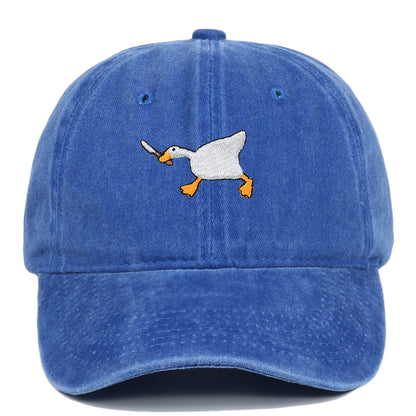 Embroidered baseball cap with goose pattern for men and women, casual and fashionable city style duckbill cap