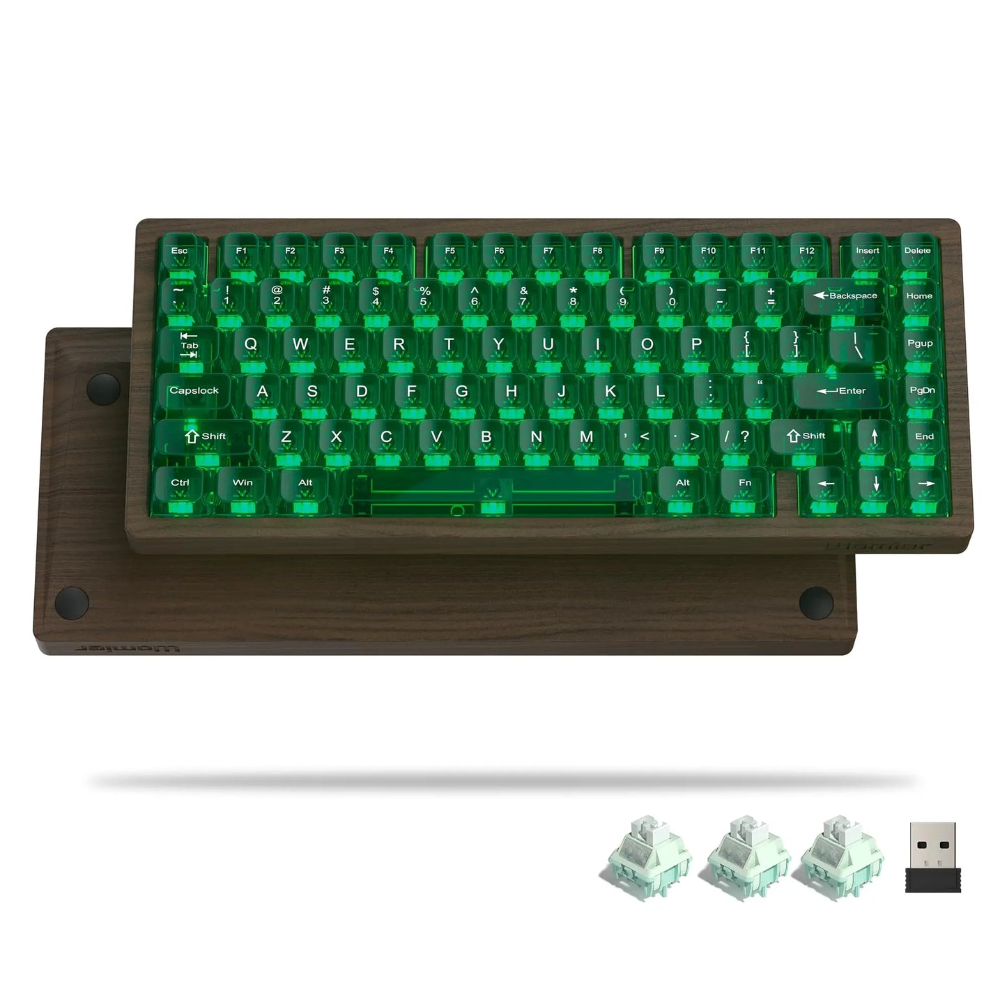 Teclado Gaming Mecânico em Madeira Womier WD75 QMK/VIA 8000mAh Tri-Mode Sem Fios, Personalizável, RGB e Hot Swappable