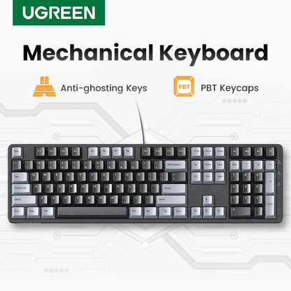 Teclado Mecânico UGREEN 108 Teclas PBT Teclado com Fio Switch Red Russo/Coreano/EN para Desktop Portátil Windows Mac OS Gaming