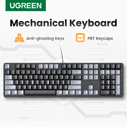 Teclado Mecânico UGREEN 108 Teclas PBT Teclado com Fio Switch Red Russo/Coreano/EN para Desktop Portátil Windows Mac OS Gaming