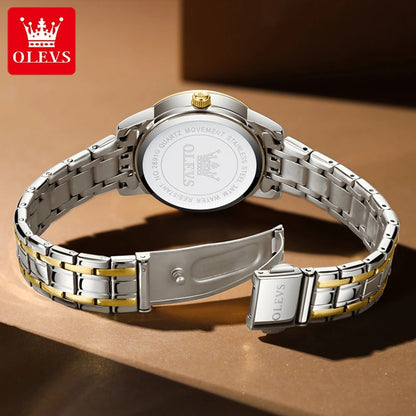 OLEVS 2891 Luxury Brand Fashion Women's Watches Waterproof Luminous Quartz Watch Dual Calendar Stainless Steel Strap Wristwatch